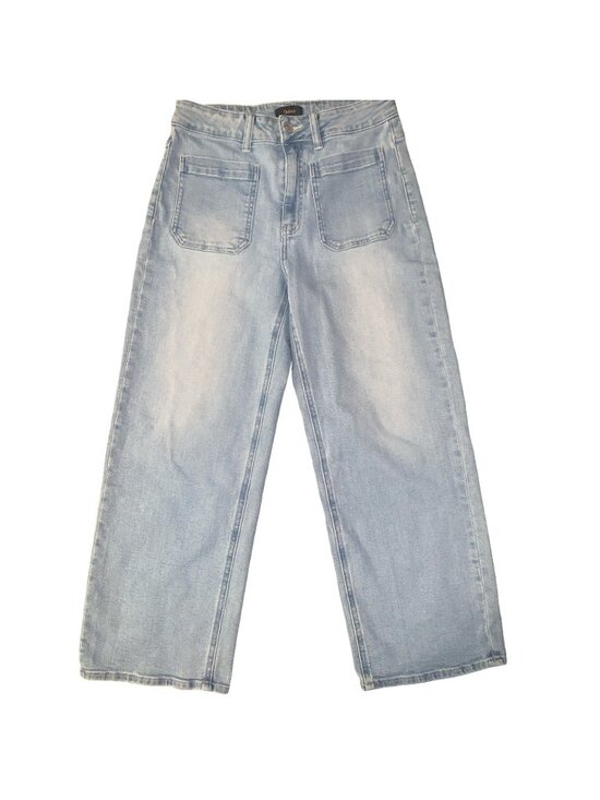 Quince Denim - Quince Women Bella Stretch Patch Pocket Wide Leg Blue Pants 28 Boho Spring Crop